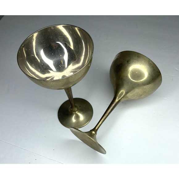 vtg silverplated champagne goblets wine glasses crown set of two - Picture 1 of 7